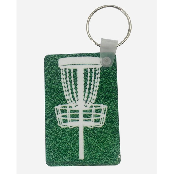 Disc Golf Keychain DISCGOLF BASKET Turf GREEN Custom Made Key Ring Hardboard - Picture 7 of 7